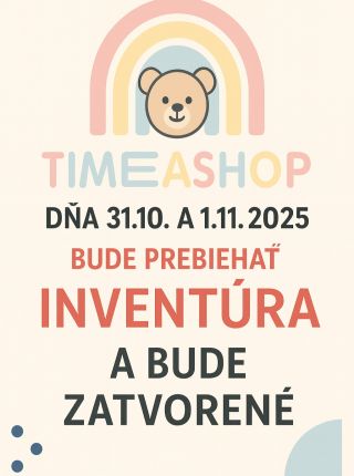 Dňa 31.10 a 1.11.2025 bude prebiehať INVENTÚRA a budeme mať zatvorené.. Ďakujeme ❤️